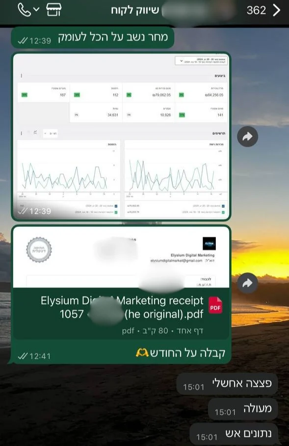 דשבורד תוצאות חודשי